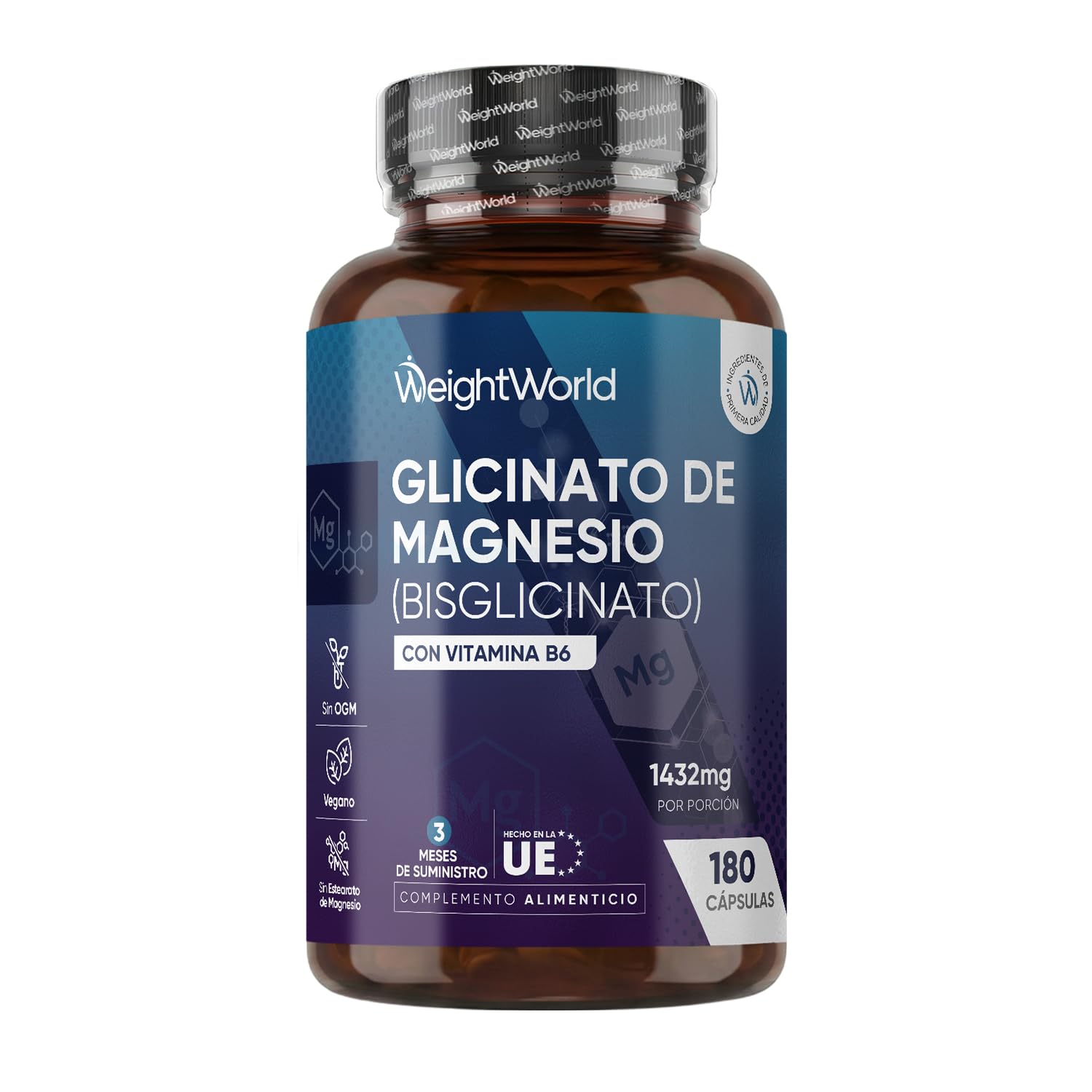 Magnesium Glycinate 1432mg with Vitamin B6-180 Vegan Capsules | 3 Months Supply 