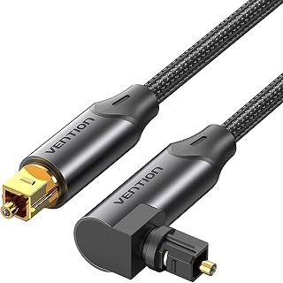 VENTION Optical Audio Cable 2m Right Angle Digital Optical Audio Cable Toslink Optical Cable for Soundbar to TV, Optical Lead Gold-Plated for Home Cinema, S/PDIF, PS4, Xbox, Stereo System