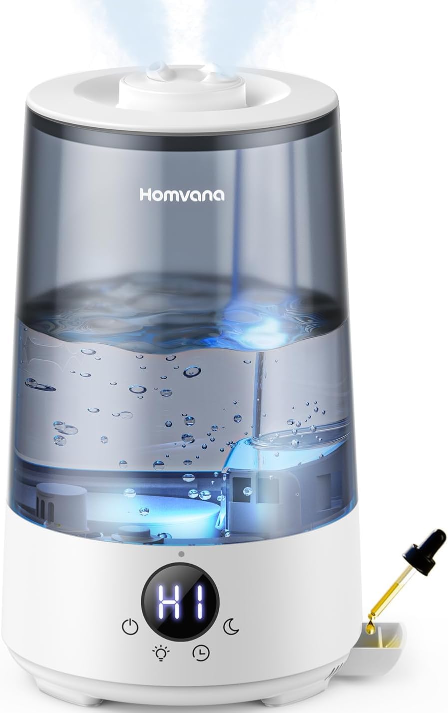 Homvana Cool Mist Humidifiers for Bedroom, Baby, Large Room (3.6L, Grey) | 23dB 