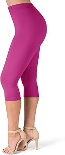 SATINA High Waisted Leggings for Women - 1-inch Waistband Yoga Pants in Capri and Full Length - One Size and One Size Plus