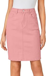 LYANER Women's Stretch High Waist Denim Skirt