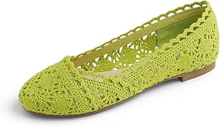 Feversole Round Toe Crochet Ballet Crochet Flats Women's Comfy Breathable Shoes