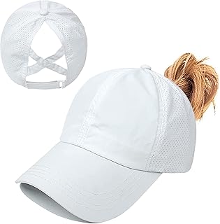 Ponytail Baseball Cap Women's Summer Adjustable Quick Drying Mesh Breathable Baseball Cap Unisex Criss Cross Hats Sports Hat