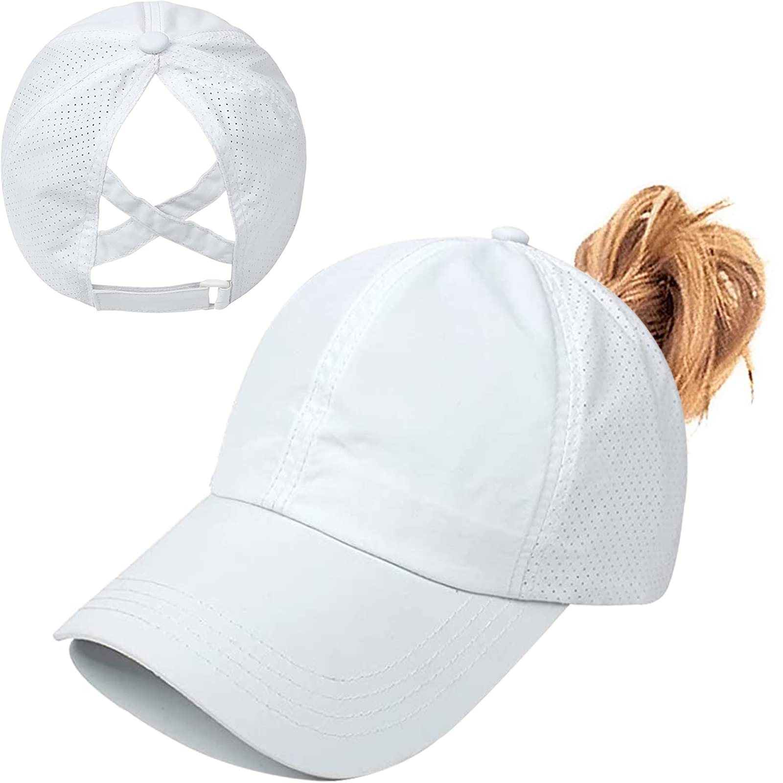 Ponytail Baseball Cap Women's Summer Adjustable Quick Drying Mesh Breathable Bas
