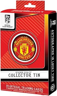 Topps Collector Tin Manchester United 2026/27 | 35 Cards Per Tin , 2 Sequentially Numbered Parallels Per Tin