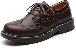 XMM Oxford Shoes for Women Women's Oxford Shoe Lace-Up Round Toe Leather Flat Classic Non-Slip Work Business Dress Office Shoes