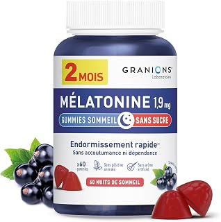 Granions - Sleep Gummies - Melatonin 1.9 mg - Sugar Free - 60 Gummies | Fast Sleep, No Night Wakes, No Animal Gelatin, Melatonin, Melatonin Gummies, 2 Month Size