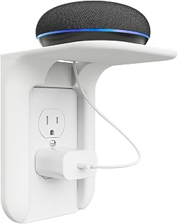WALI Outlet Shelf Wall Holder, Bathroom Shelf for Smart Home Decor | Standard Vertical Duplex Wall Organizer for Space Saving Power Tools, Toothbrush, Up to 10lbs, (OLS001-W), 1 Pack, White
