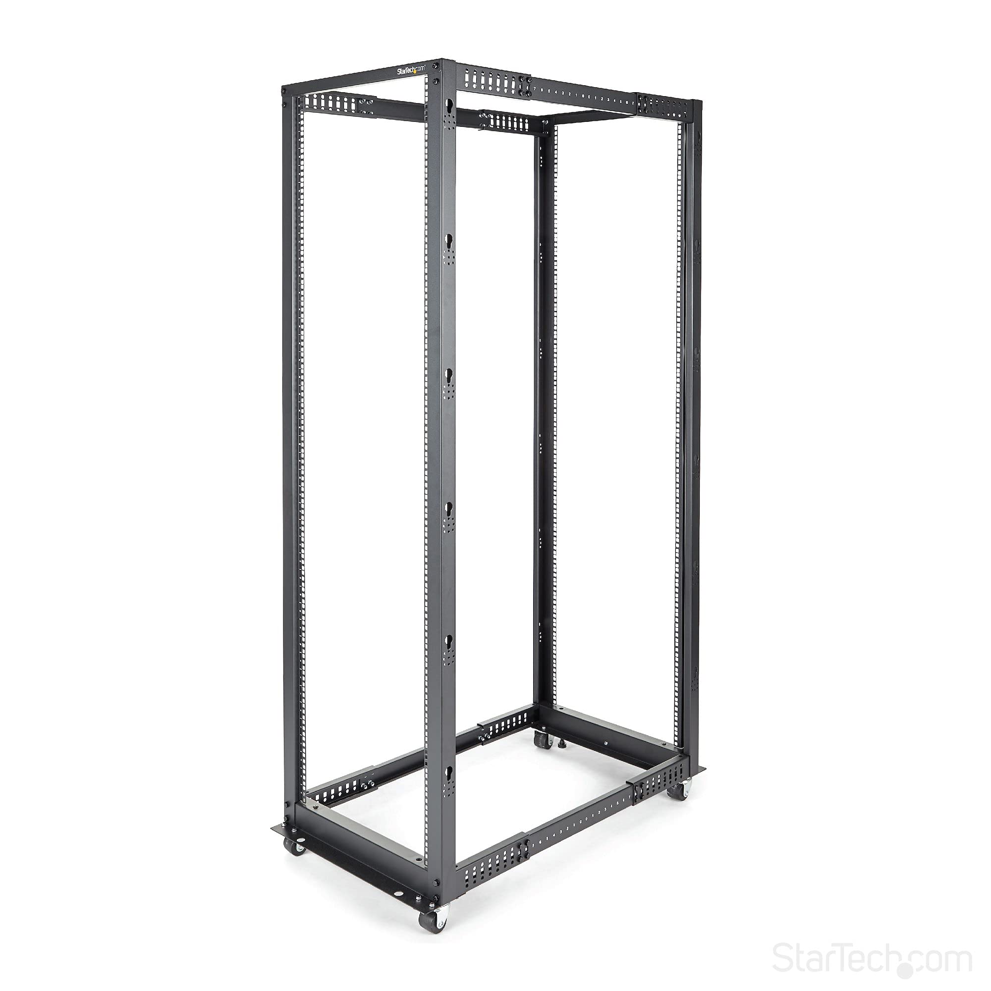 StarTech 42U 4-Post Open Frame Rack, 19in, 22–40in, 600kg/1323lb | Mobile or flo
