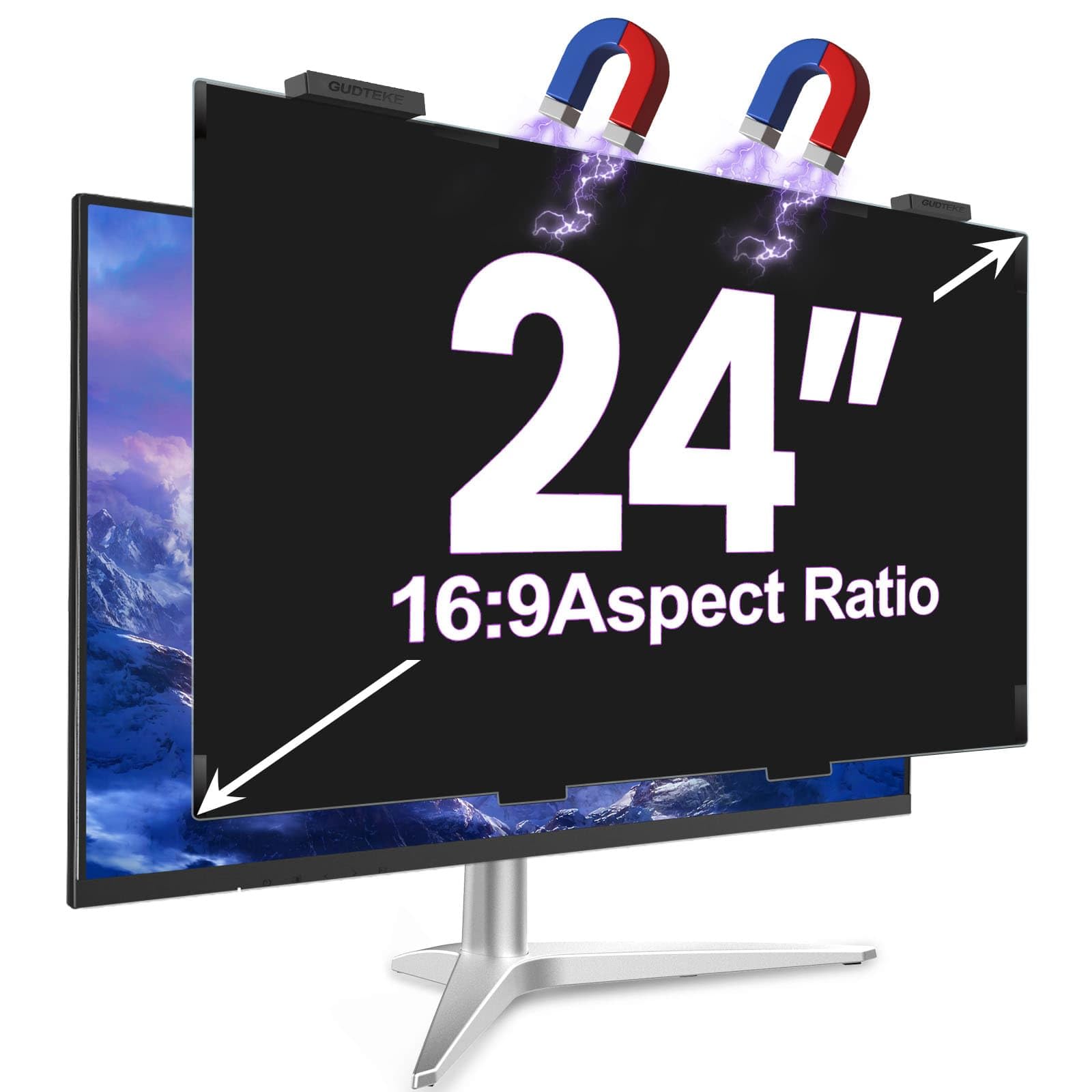 24 Inch Magnetic Privacy Screen for Computer Monitor 16:9 Aspect Ratio Removable