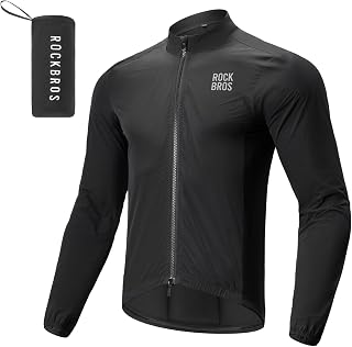 ROCKBROS Men’s Cycling Jacket Windbreaker Lightweight Breathable Bicycle Tops Reflective Outdoor Sports Jacket Windproof Men’s Running Mountain Hiking Coat M-4XL