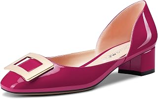 Castamere Women's Chunky Wide Low Kitten Heel Square Toe Knot Bow Pumps Slip-on Classic Cute Office Party 3.5 CM Heels Shoes