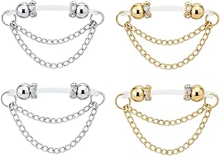 Cotinna 2 Pairs Non-Piercing Nipple Jewelry – Adjustable Silicone Rings with Silver & Gold Beads – Fake Nipple Piercing Look, Pain-Free Faux Nipple Rings for Unisex Adult Body Jewelry
