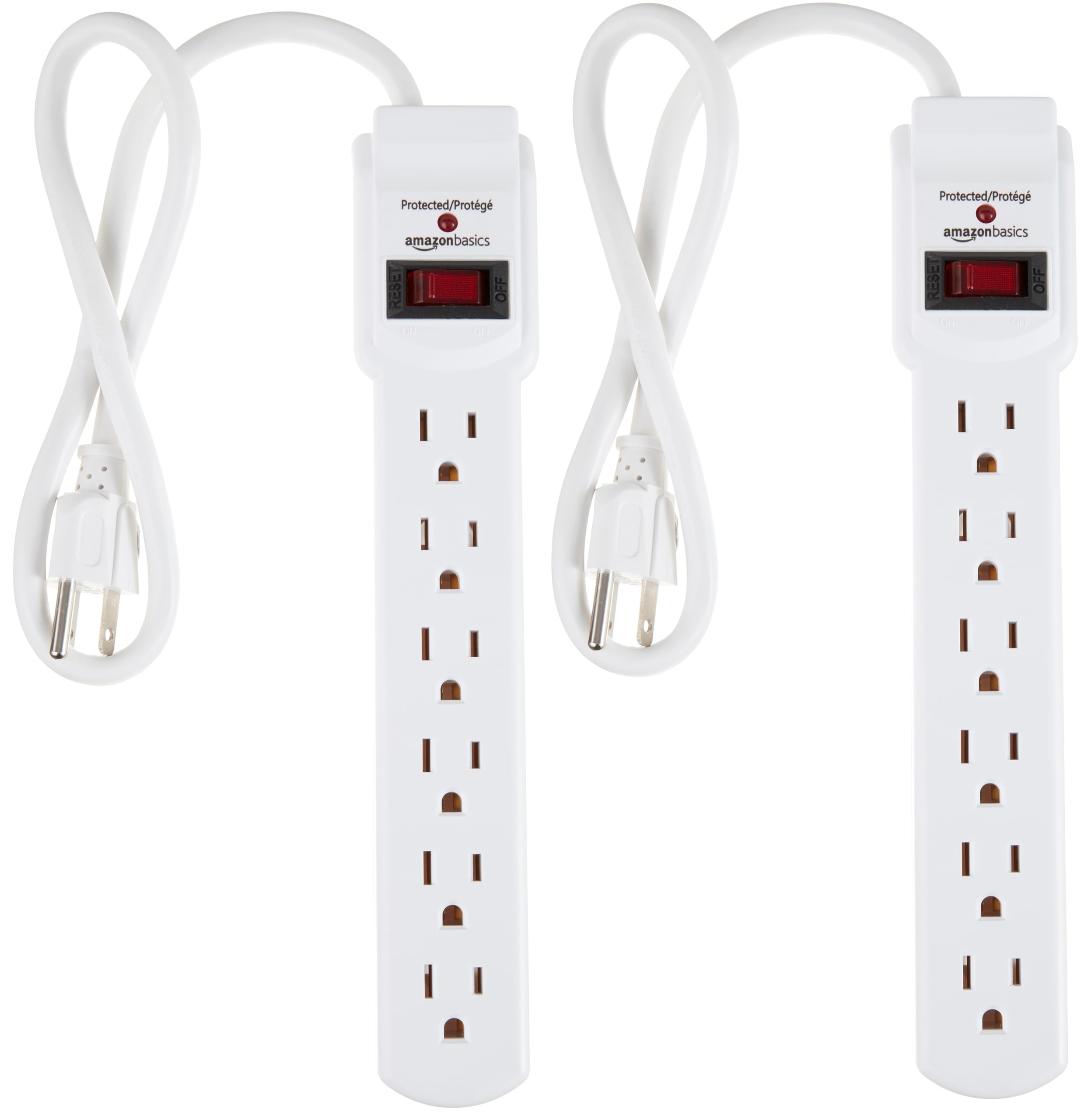Amazon Basics Surge Protector Power Strip, 6-Outlet with 200J Protection, Circui