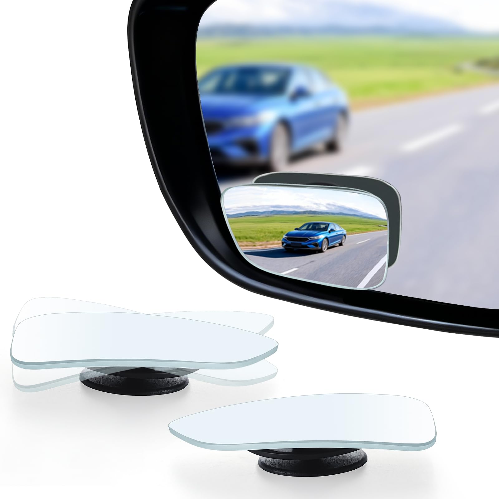 LivTee Blind Spot Car Mirror, HD Glass Frameless Convex Side Mirror Blindspot, W