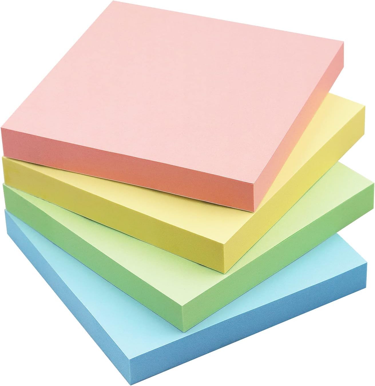 UNZE Sticky Notes - 400 Sheets, 4 Pastel Colors Pads (3x3 Inches) Removable Self