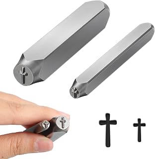 Zonon 2 Pcs Metal Stamping Cross Punch Stamps, 6mm 3mm, for Jewelry Craft | Christian Steel Stamps for Jewelry Making, Sharp Dual-size Punch Tips, Xmas Key Chain Craft, Fits Leather and Metal Surfaces