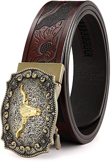 Ratchet Cowboy Belt, Western Ratchet Belt, Ratchet Western Belt with Automatic Cowboy Buckle