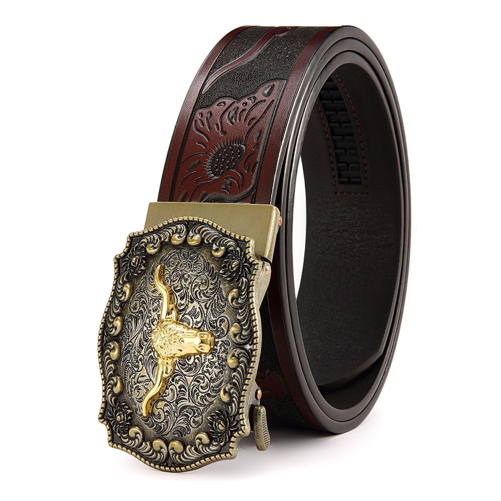 Ratchet Cowboy Belt, Western Ratchet Belt, Ratchet Western Belt with Automatic C