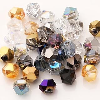200pcs 4mm Bicone Faceted Glass Beads Spacer Beads for DIY Jewelry Making Necklace Bracelet Earrings Wind Chimes Sun Socket Ornaments (Color