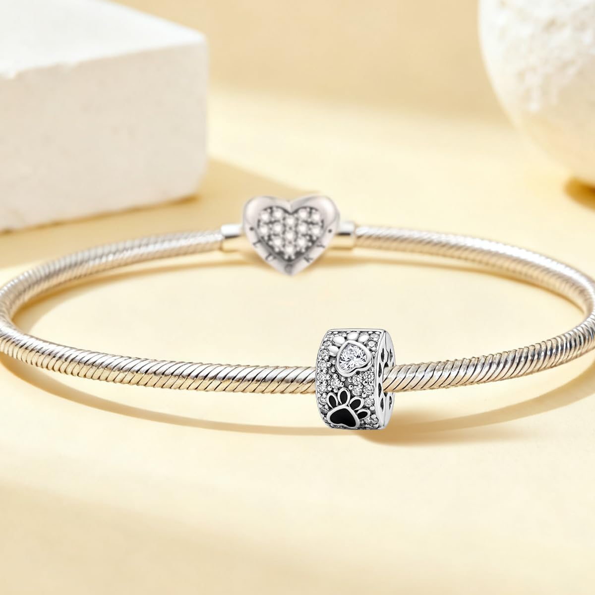 Silver Plated Fashion Paw Print Pet Dog & Cat Series for Women Bracelet Bangle D