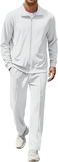 COOFANDY Mens Casual 2 Piece Tracksuit Set Full Zip Jacquard,Fashion Jacket and Pants