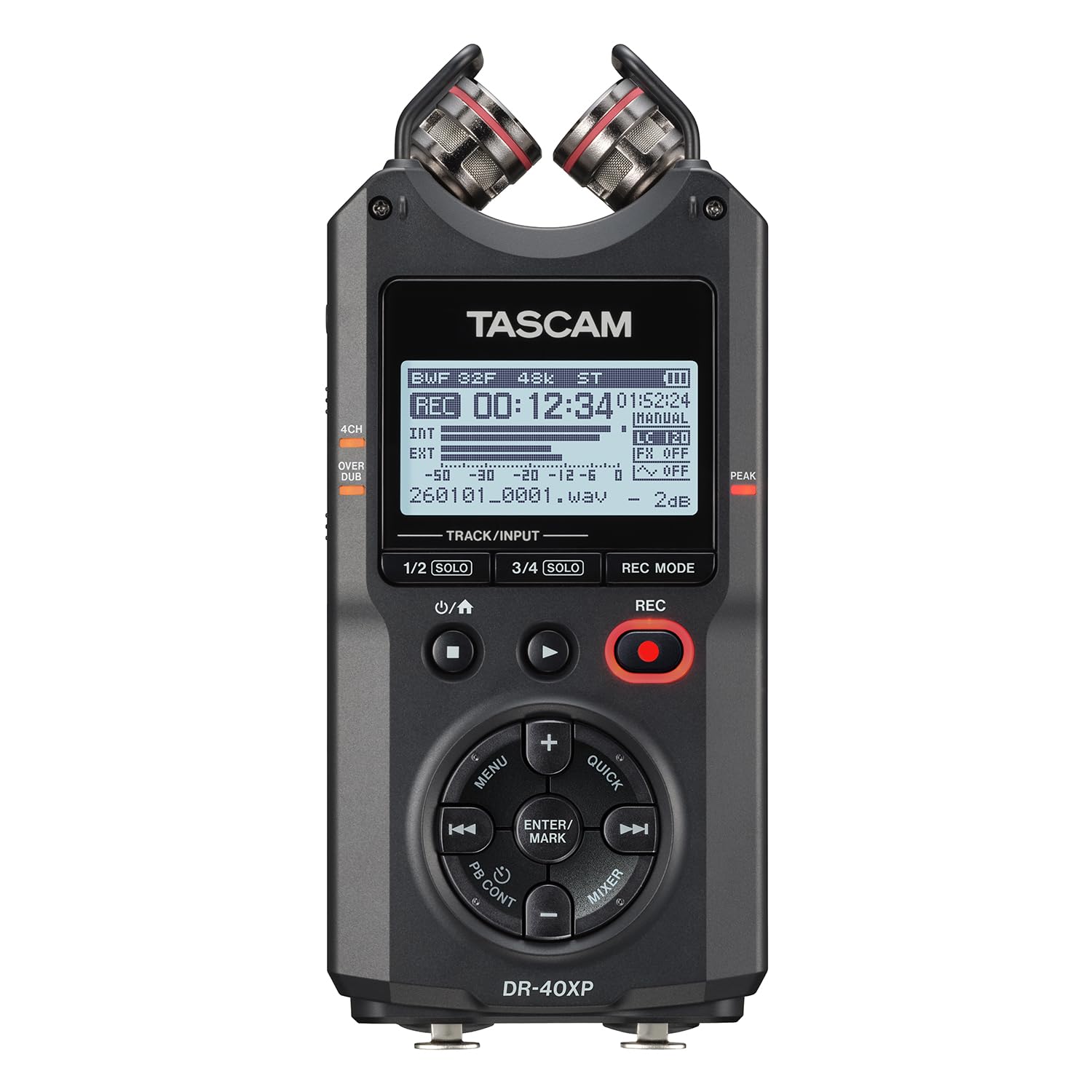TASCAM DR-40XP 4-Channel 32-Bit Float Portable Handheld Field Recorder and USB-C