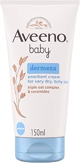 Aveeno Baby Dermexa Emollient Cream for Dry & Itchy Skin (1x 150ml) | Formulated with Prebiotic Oat & Ceramides for Sensitive Baby Skin, Baby Lotion for Skin That May Also Be Prone to Eczema