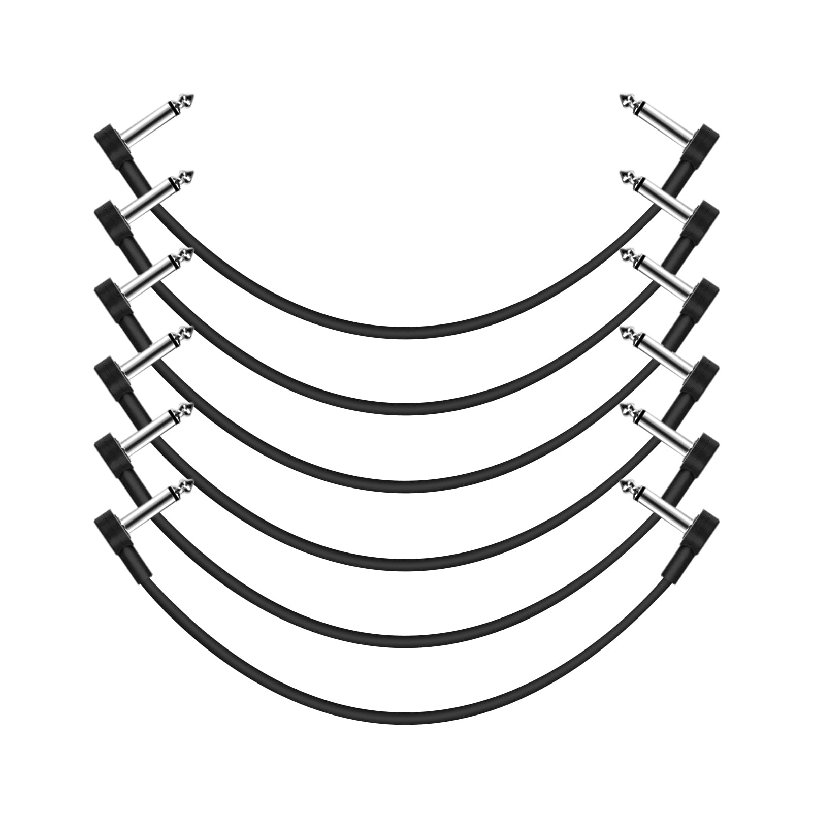 GOGHOST 6-Pack 12 inch Flat Guitar Patch Cables Pedal Cable | Low Profile 1/4" T