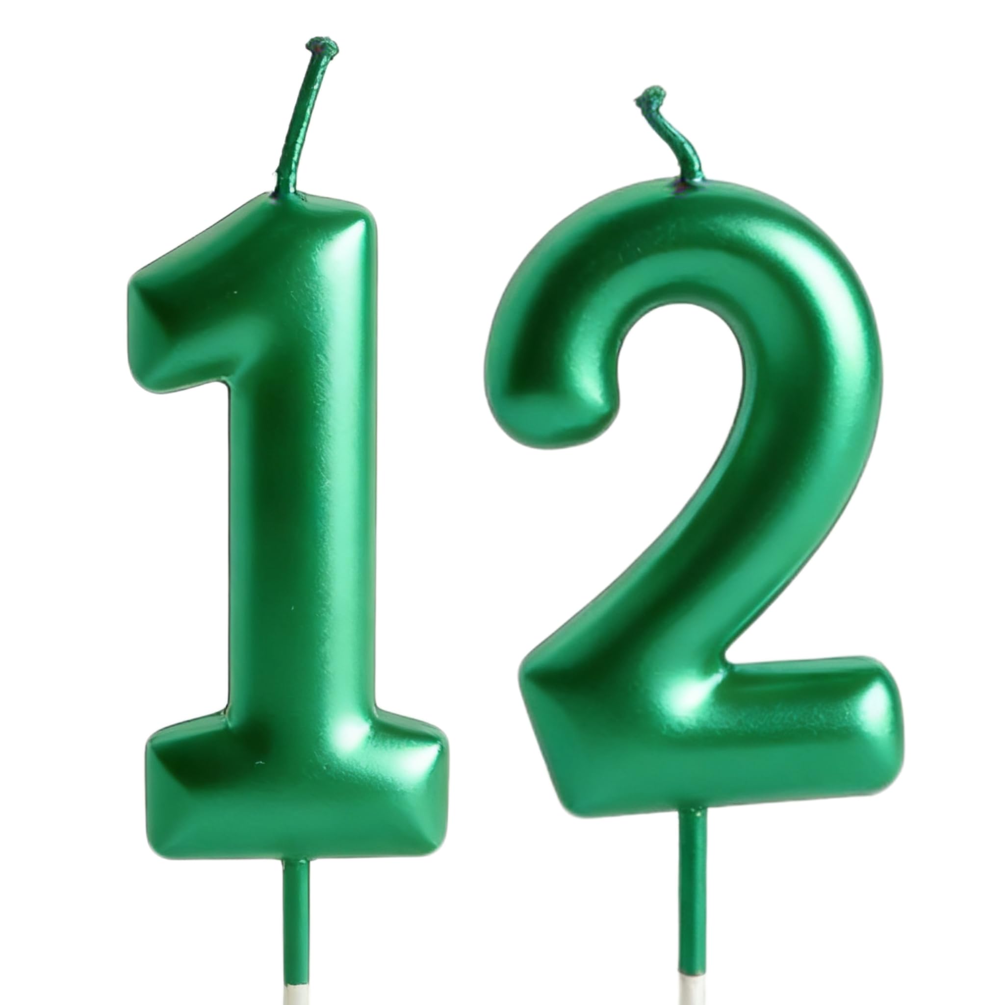 Green 12th Birthday Number Candles,Birthday Candles for Cake,Green 21st Numbers 
