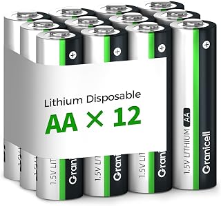 Granicell 12-Pack Lithium AA Batteries | 1.5V for Blink Cameras, Smart Locks Alarms & Tech Devices|10-Year Life Leak-Proof, Extreme-Temp Resistant (Non-Rechargeable)