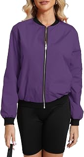 Argstar Women's Bomber Jacket Lightweight Casual Windbreaker with Pockets S-3XL