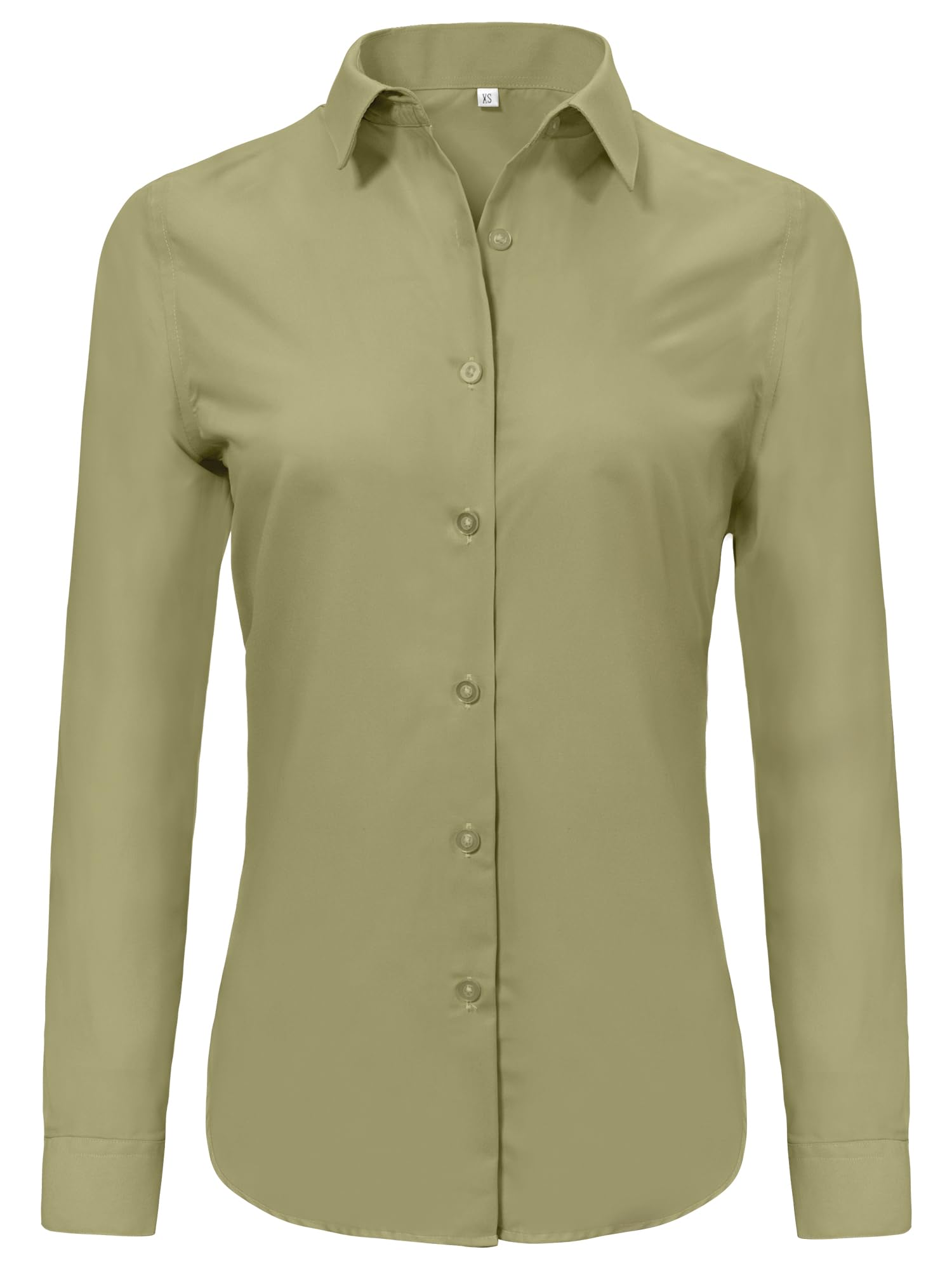 Ruisin Super Soft Wrinkle Free Button Down Shirt Women Solid Long Sleeve Striped