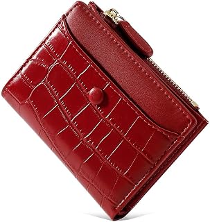 Wallet Ladies Small Wallet Zipper Mini Buckle PU Card Holder(Red)