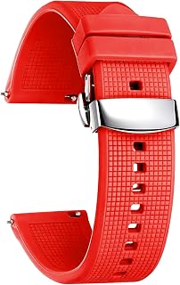 BINLUN Quick Release Silicone Watch Strap 18mm 19mm 20mm 21mm 22mm 24mm Waterproof Replacement Rubber Watch Bands with Folding Buckle for Men and Women
