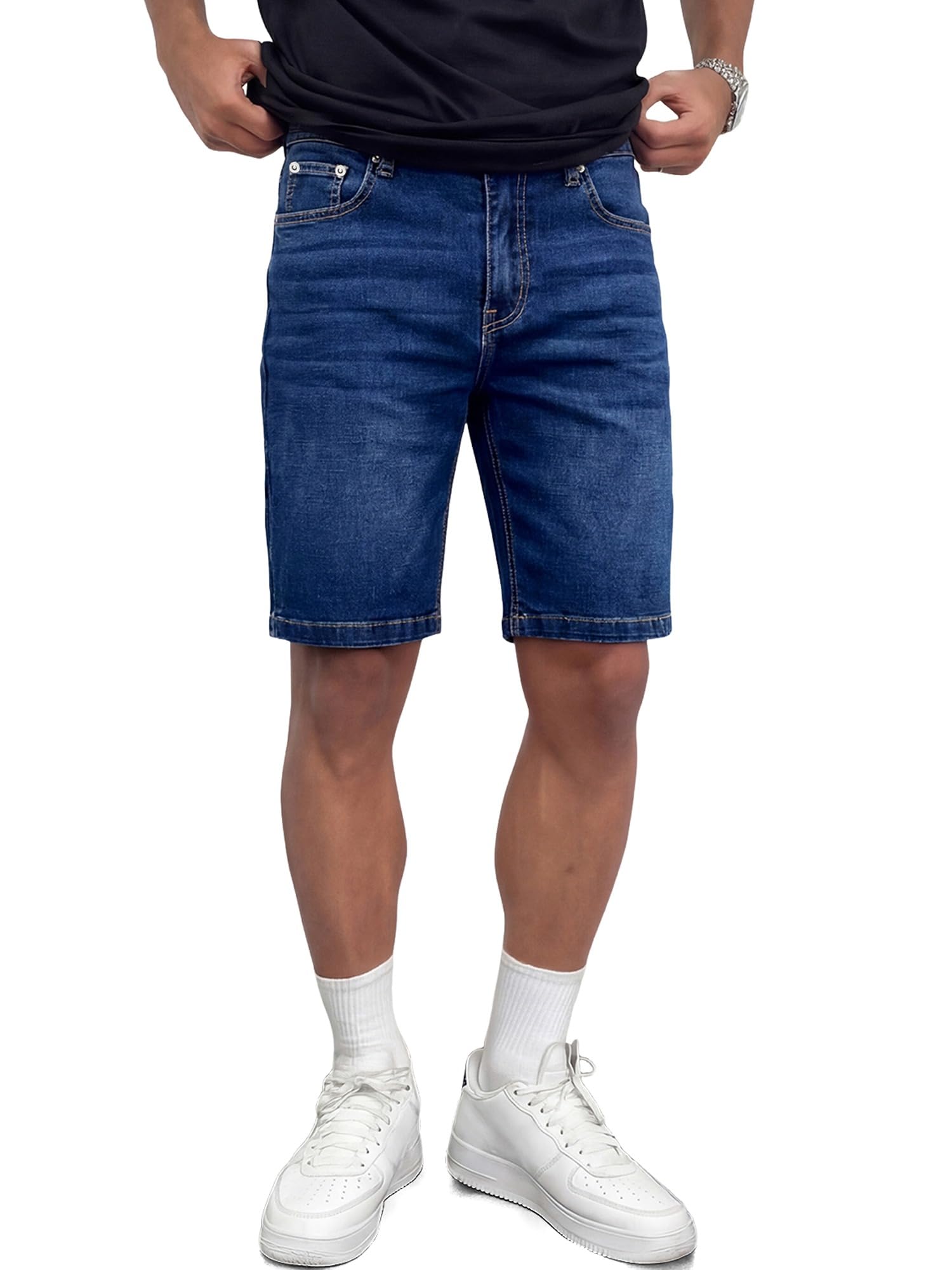 JMIERR 2026 Mens Skinny Denim Shorts 4 Way Stretch Casual Comfy Slim Fit Summer 