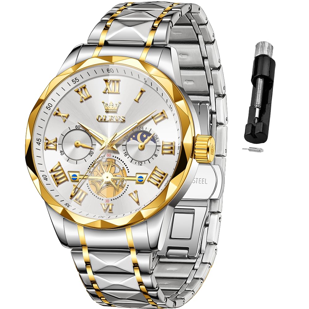 OLEVS Luxury Men's Watches Luxury Casual Style Big Dial Stainless Steel Waterpro