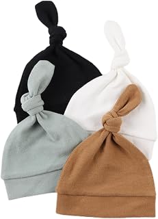 Bamery Newborn Hospital Hat Organic Cotton Baby Hat 0-12 Months Preemie Infant Boy Girl Beanie Cap 4-Pack