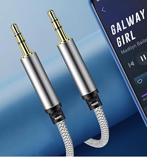 2 Pack AUX Cable，3.5mm Male to Male Headphone Cable 3ft Nylon Braided Hi-Fi Stereo Audio TRS Short Aux Cord for Car Home Stereos, Headphones,Laptops,Grey