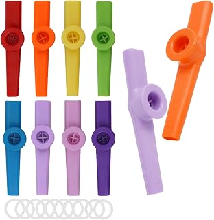 QUALIKEZTY 10Pcs Plastic Kazoo Matte - 10Pcs Flute Diaphragms,Kids Party Favors,Christmas Child Bulk Items,Noise Makers,Accompaniment Music Instruments,Early Childhood Educational Gifts for Classroom