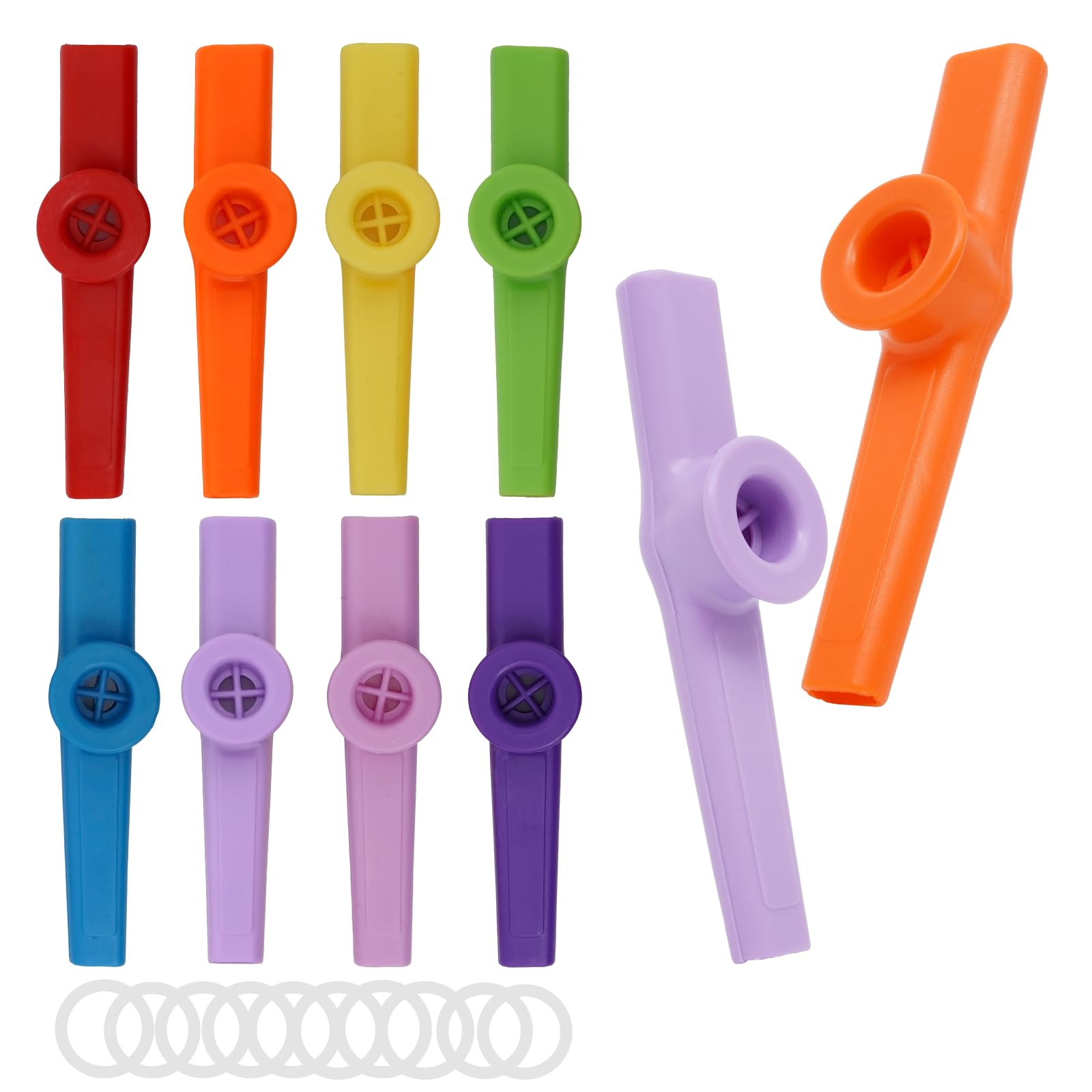 QUALIKEZTY 10Pcs Plastic Kazoo Matte - 10Pcs Flute Diaphragms,Kids Party Favors,