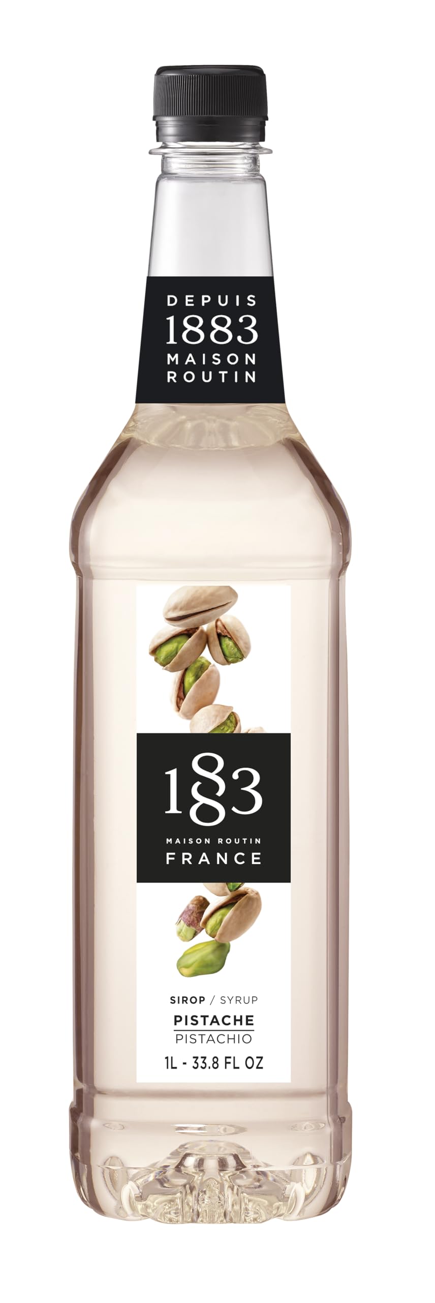 Maison Routin 1883 Pistachio Syrup Glass Bottle, 1000-Milliliter
