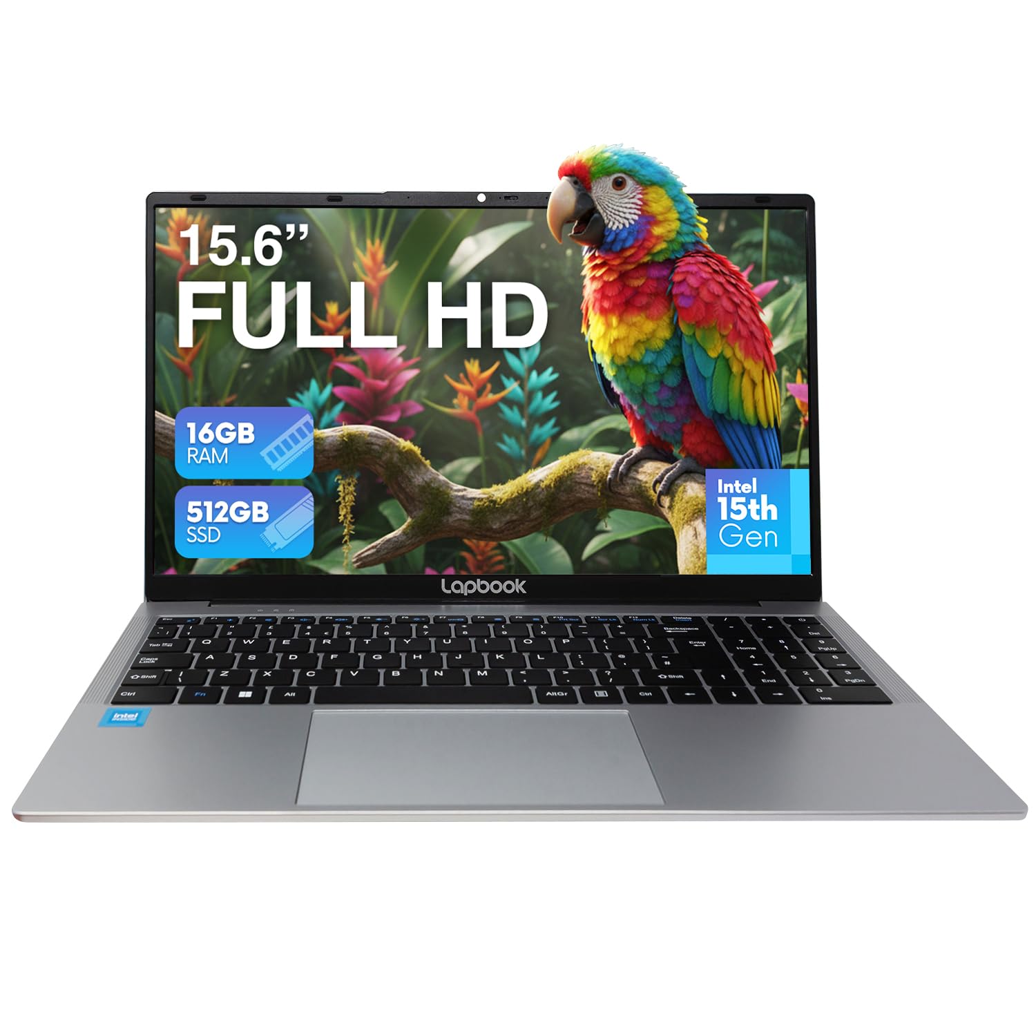 Lapbook 15.6" Full HD Windows 11 Laptop - 15th Gen CPU, 512GB M.2 SSD, Windows 1