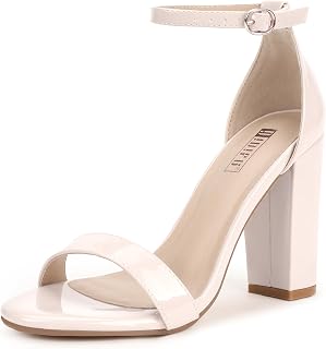 IDIFU Women's IN4 Cookie-HI Chunky High Heel Sandals Open Toe Ankle Strap Wedding Bridal Prom Dress Shoes for Women Bride Bridesmaid