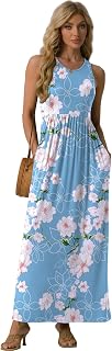 GRECERELLE Women's Summer Sleeveless Casual Long Tank Maxi Dress with Pockets (XS-3XL)