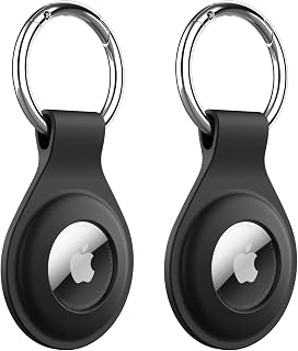 JETech Silicone Case for AirTag 2/1, 2-Pack with Keychain, Black | Secure Fit Design, Multi-Color Set