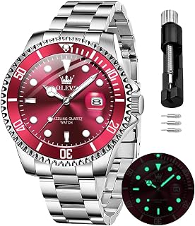 OLEVS Mens Quartz Watches Fashion Waterproof Analog Stainless Watches Date Week Diamond Luminous Watches