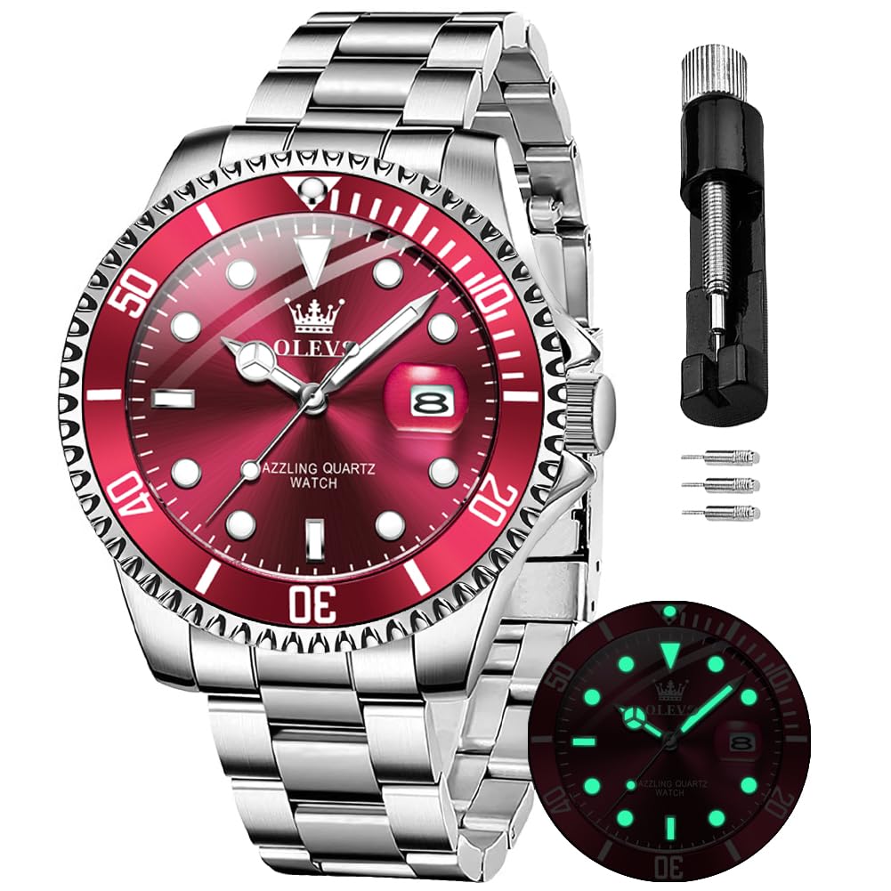 OLEVS Mens Quartz Watches Fashion Waterproof Analog Stainless Watches Date Week 