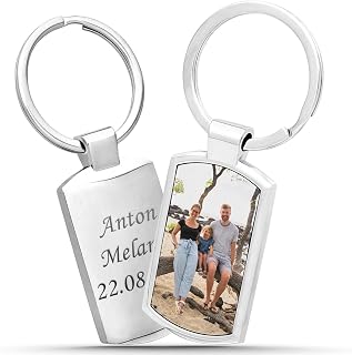 Gravurtastisch Schlüsselanhänger Personalisiert aus Edelstahl mit Foto & Gravur | Individuelles Fotogeschenk für Männer, Frauen & Partner | Perfekt für Vatertag, Valentinstag & Geburtstage