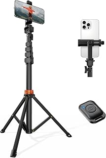 VIMOSE 66" Phone Tripod, Tripod for iPhone with Remote & Phone Stand | Extendable Cell Phone Tripod for Video Recording, Ultimate Tripod & Monopod Accessories for iPhone/Android, ANTHRACITE